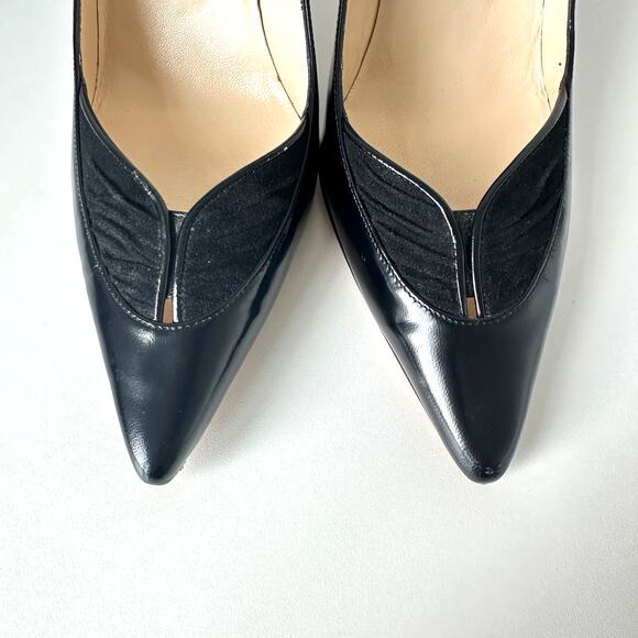Jimmy Choo Black Leather Pointed Toe Heels Pumps Size 37.5 - Picture 5 of 15